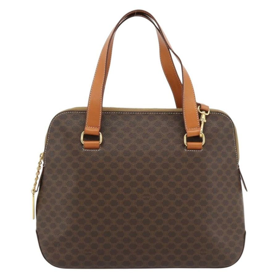 【日本直送】CELINE Macadam帆布手提包 PVC皮革 2way Brown Gold Auth 180489A-12