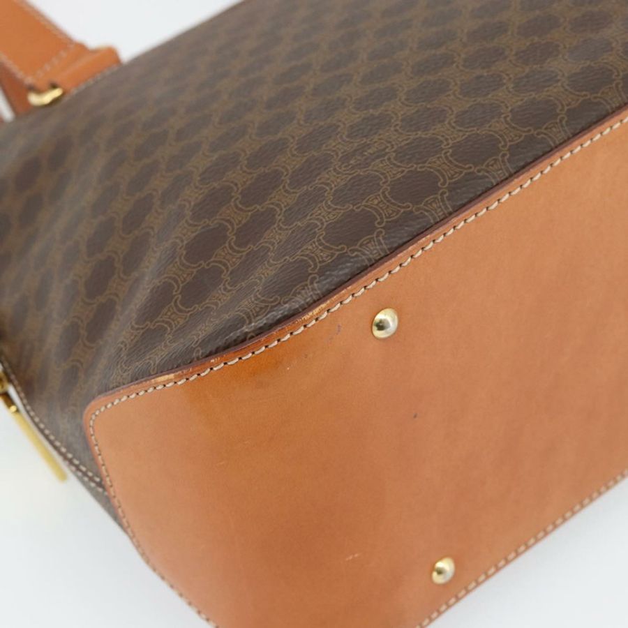 【日本直送】CELINE Macadam帆布手提包 PVC皮革 2way Brown Gold Auth 180489A-15