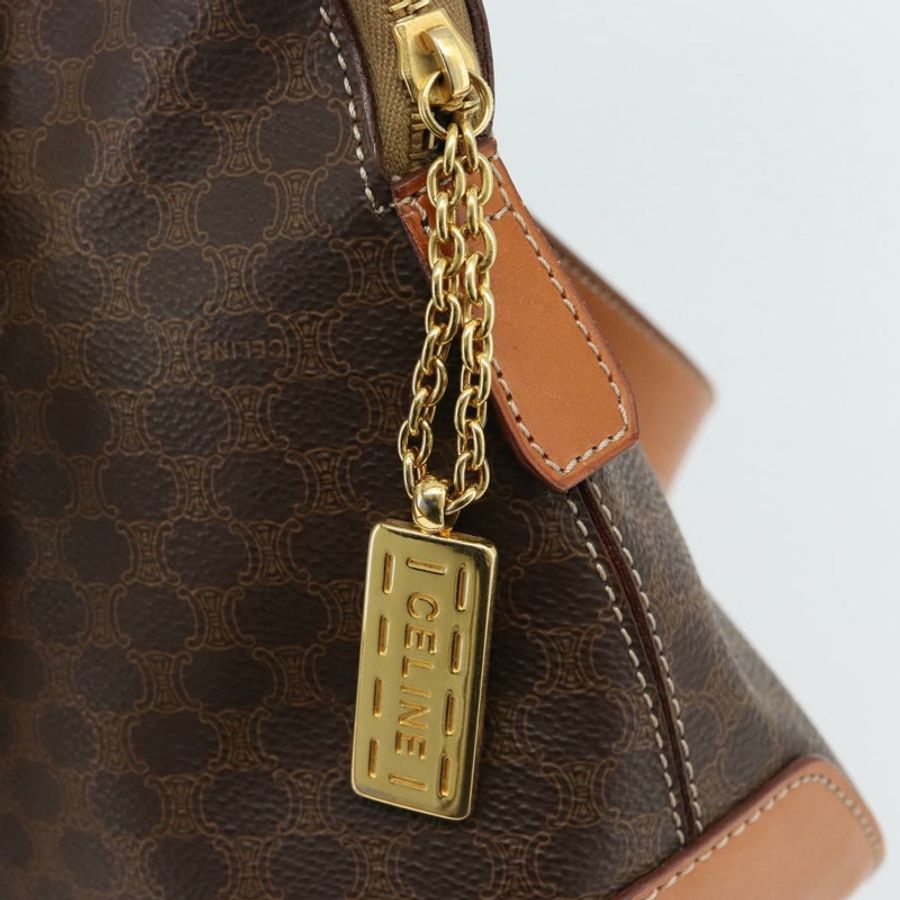【日本直送】CELINE Macadam帆布手提包 PVC皮革 2way Brown Gold Auth 180489A-18
