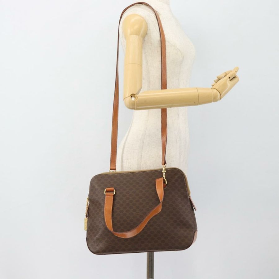 【日本直送】CELINE Macadam帆布手提包 PVC皮革 2way Brown Gold Auth 180489A-25