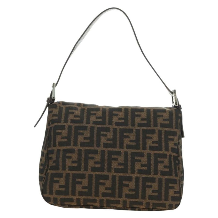 【日本直送】FENDI Zucca帆布Mamma Baguette單肩包 黑色棕色 正品 180431SAV-1
