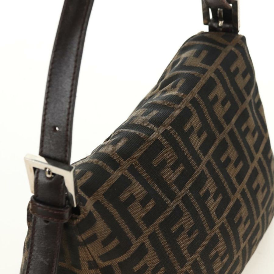 【日本直送】FENDI Zucca帆布Mamma Baguette單肩包 黑色棕色 正品 180431SAV-5