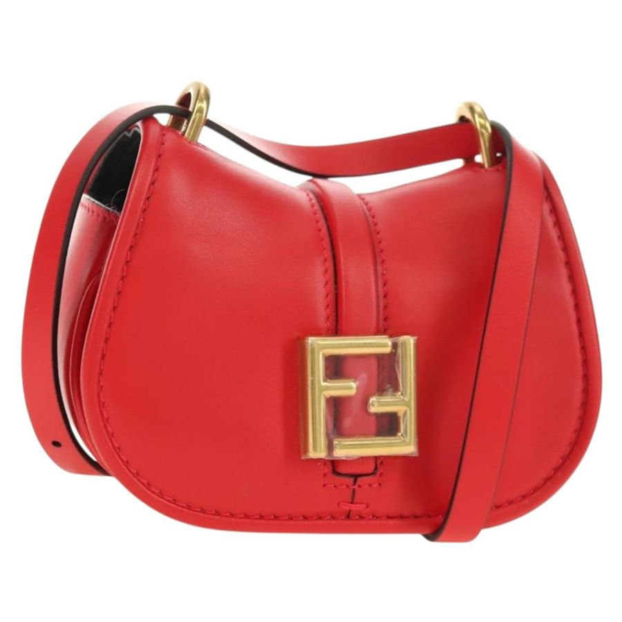 【日本直送】FENDI C'mon 小號單肩包,紅色金色皮革,正品編號 181237M-0