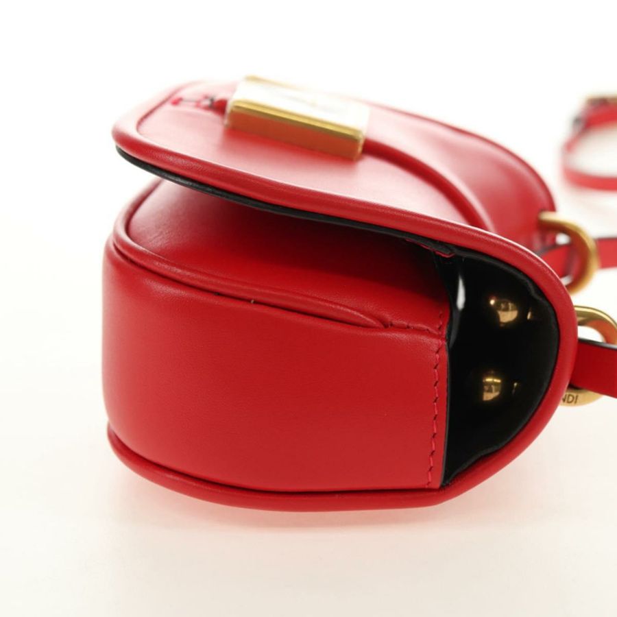 【日本直送】FENDI C'mon 小號單肩包,紅色金色皮革,正品編號 181237M-3