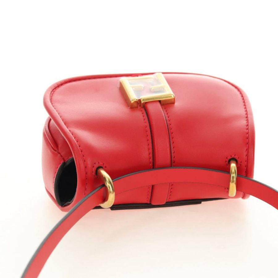【日本直送】FENDI C'mon 小號單肩包,紅色金色皮革,正品編號 181237M-5