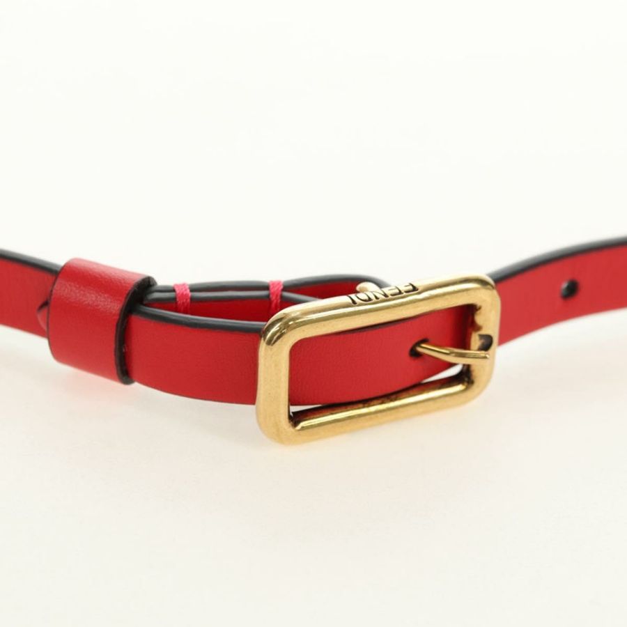 【日本直送】FENDI C'mon 小號單肩包,紅色金色皮革,正品編號 181237M-7