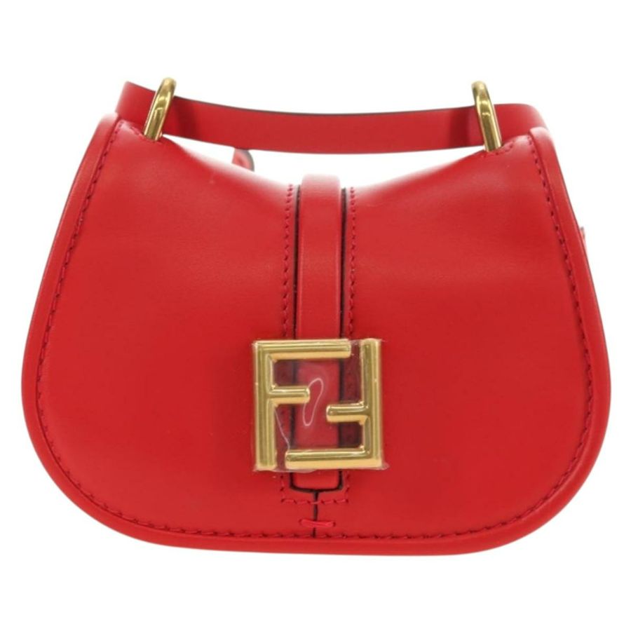 【日本直送】FENDI C'mon 小號單肩包,紅色金色皮革,正品編號 181237M-12