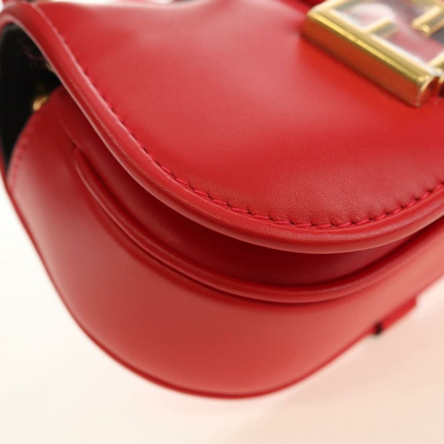 【日本直送】FENDI C'mon 小號單肩包,紅色金色皮革,正品編號 181237M-14