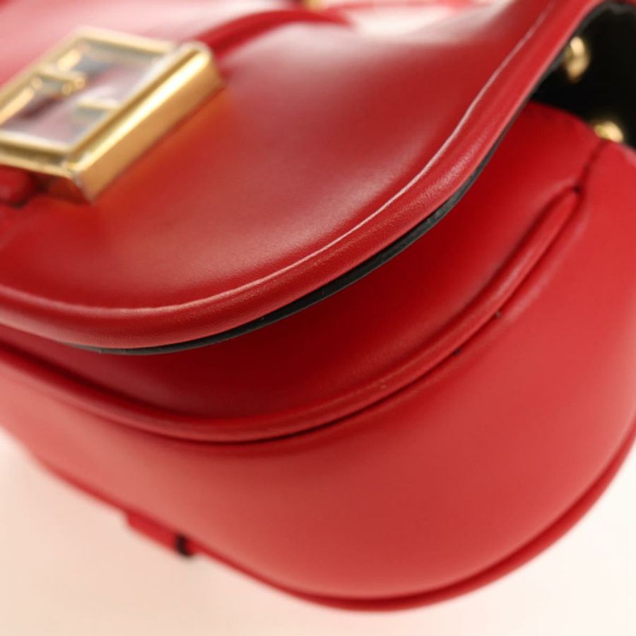 【日本直送】FENDI C'mon 小號單肩包,紅色金色皮革,正品編號 181237M-15