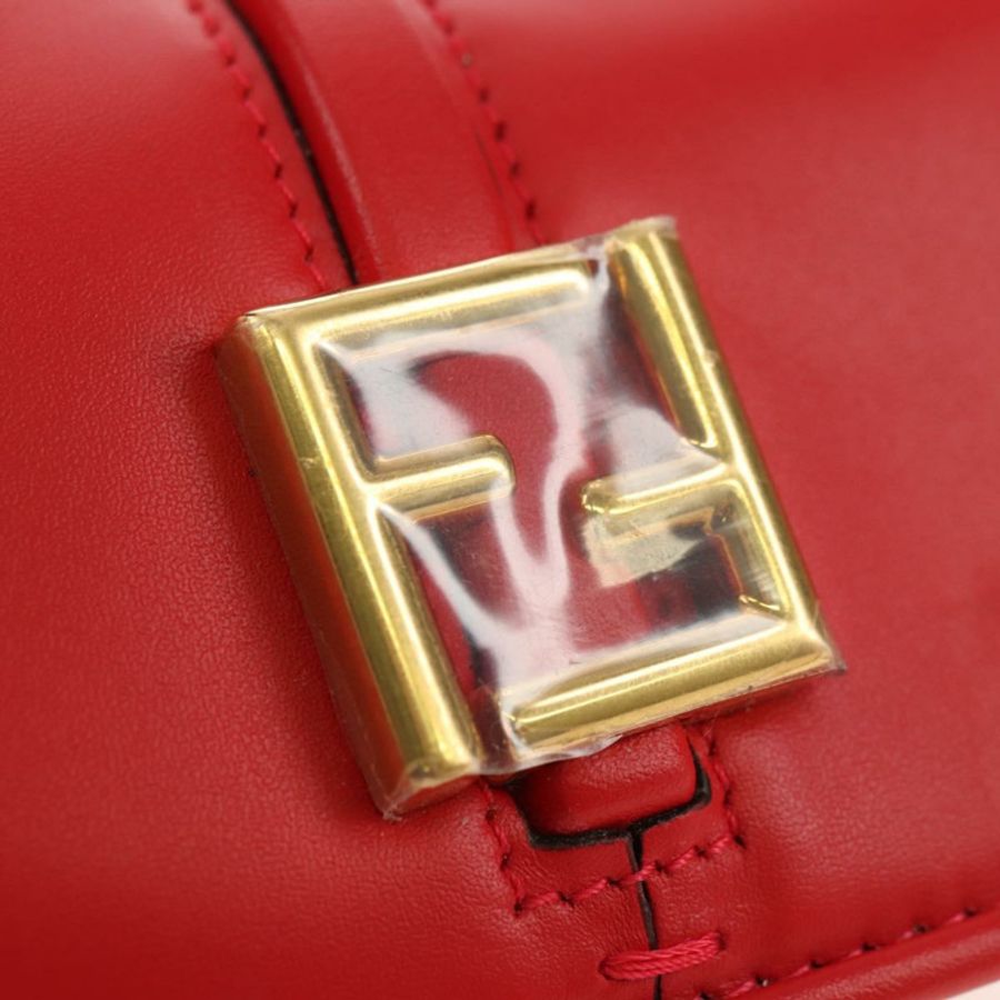 【日本直送】FENDI C'mon 小號單肩包,紅色金色皮革,正品編號 181237M-18
