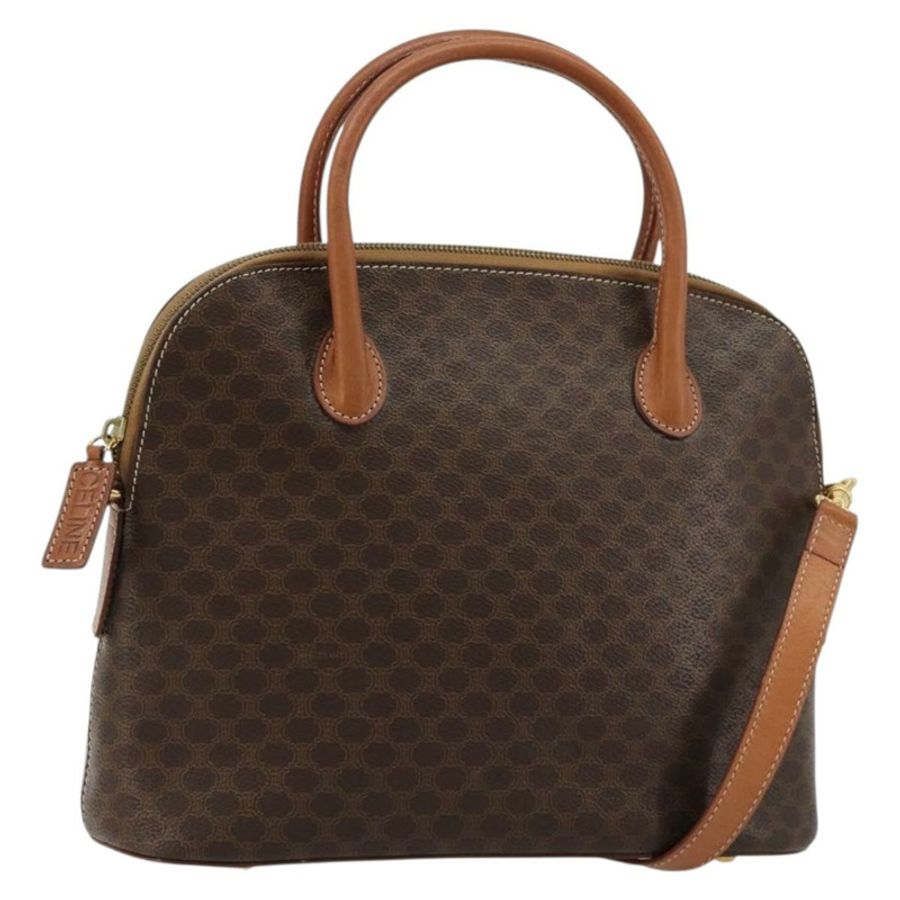 【日本直送】CELINE Macadam帆布手提包 PVC皮革 2way Brown Gold Auth 180638A-0
