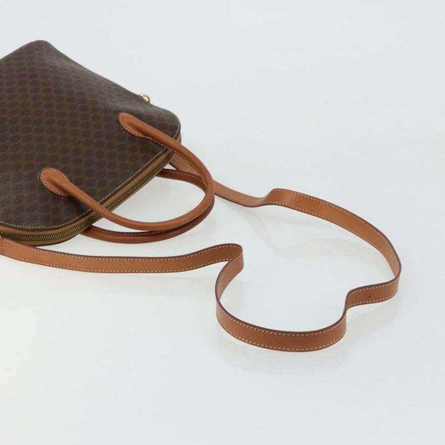 【日本直送】CELINE Macadam帆布手提包 PVC皮革 2way Brown Gold Auth 180638A-7