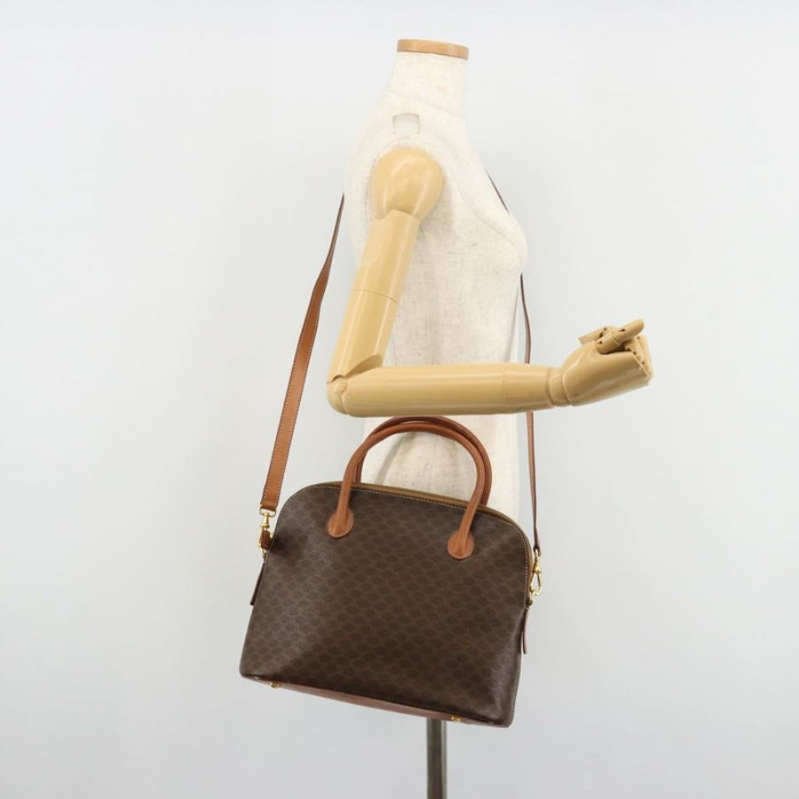 【日本直送】CELINE Macadam帆布手提包 PVC皮革 2way Brown Gold Auth 180638A-23