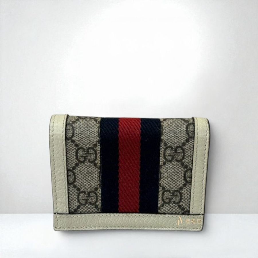 JS1520-GUCCI Ophidia老花拼白牛皮對開短夾523155-1