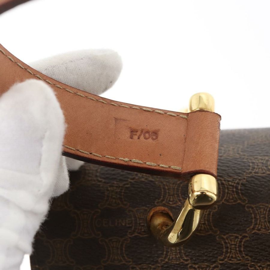 【日本直送】CELINE Macadam帆布手提包 PVC皮革 棕色 金色 正品 180815A-10