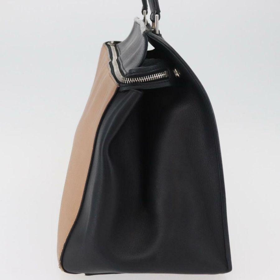 【日本直送】CELINE Edge 手提包 皮革 米色 黑色 銀色 正品 am11657A-2