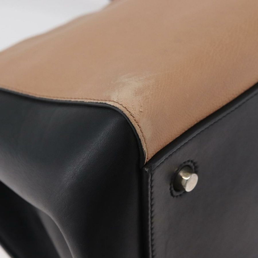 【日本直送】CELINE Edge 手提包 皮革 米色 黑色 銀色 正品 am11657A-7