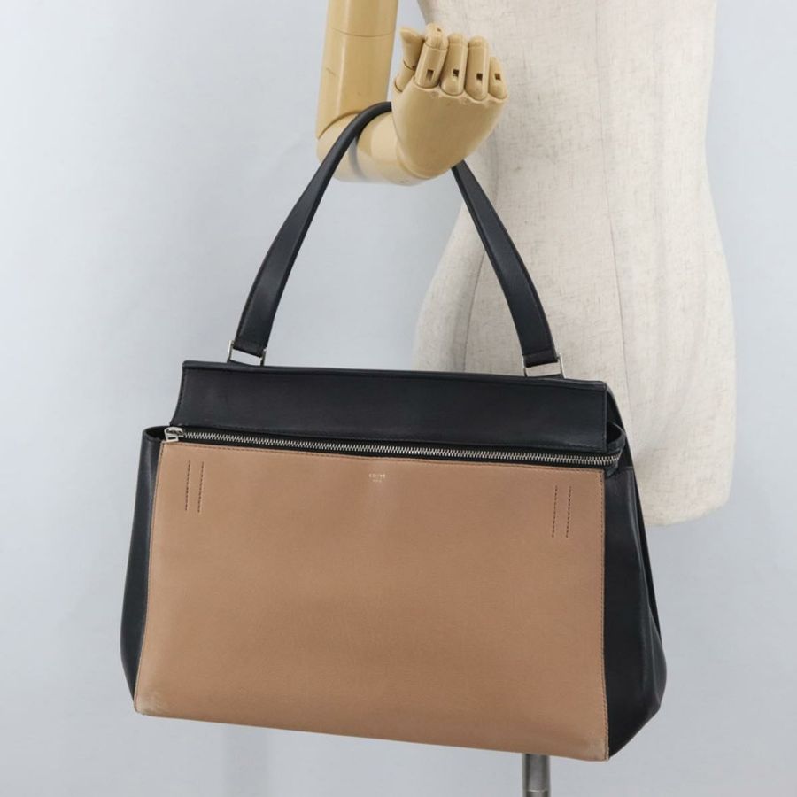 【日本直送】CELINE Edge 手提包 皮革 米色 黑色 銀色 正品 am11657A-24