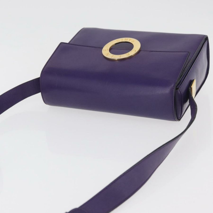 【日本直送】CELINE 圓背包 皮革 紫色 金色 正品 181402A-5