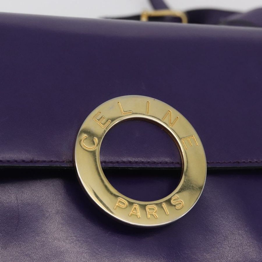 【日本直送】CELINE 圓背包 皮革 紫色 金色 正品 181402A-17