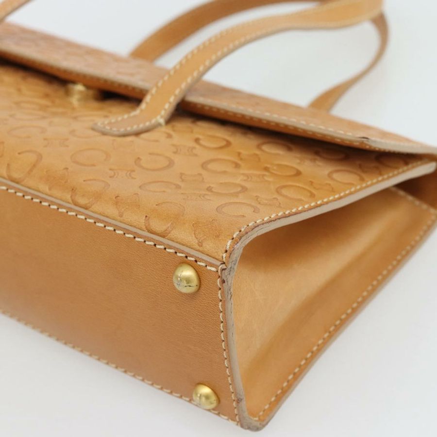 【日本直送】CELINE C Macadam帆布手提包,米色/金色皮革,正品,貨號181365A-8