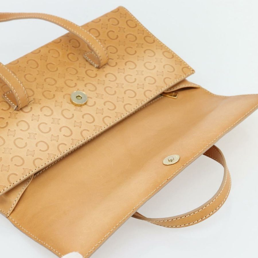 【日本直送】CELINE C Macadam帆布手提包,米色/金色皮革,正品,貨號181365A-9