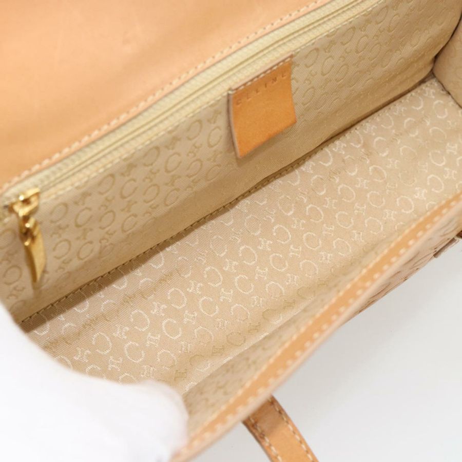 【日本直送】CELINE C Macadam帆布手提包,米色/金色皮革,正品,貨號181365A-10
