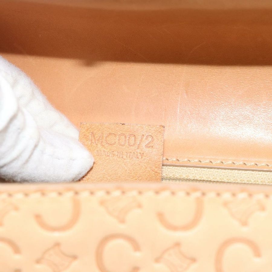 【日本直送】CELINE C Macadam帆布手提包,米色/金色皮革,正品,貨號181365A-11