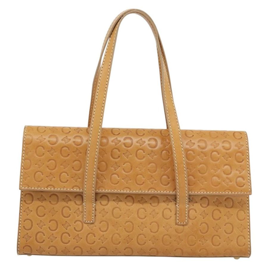 【日本直送】CELINE C Macadam帆布手提包,米色/金色皮革,正品,貨號181365A-12