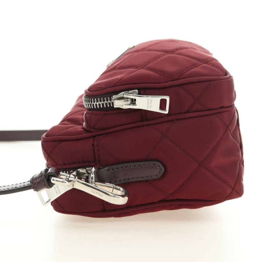 【日本直送】PRADA 單肩包 尼龍材質 酒紅色 銀色 正品 181261M-2