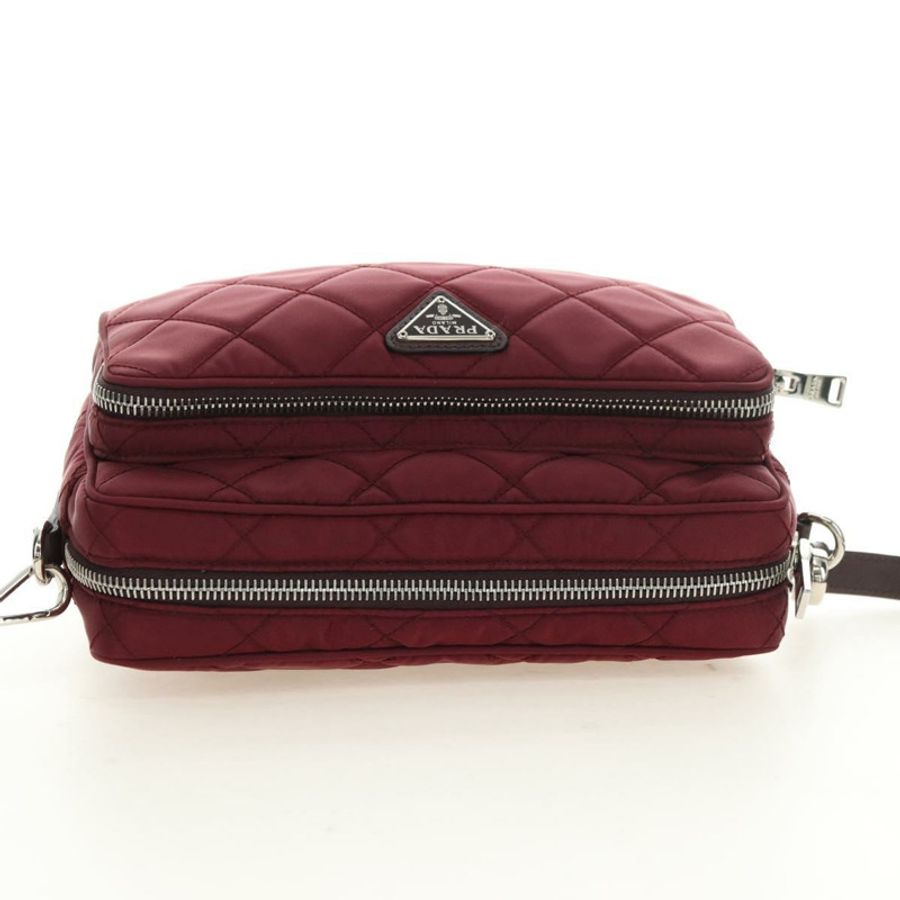 【日本直送】PRADA 單肩包 尼龍材質 酒紅色 銀色 正品 181261M-5