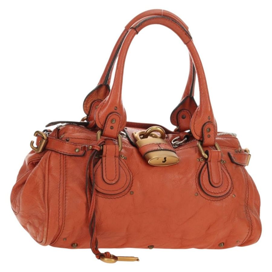【日本直送】Chloe Paddington 手提包 皮革 橙色 金 銀色 正品 am11662V-0