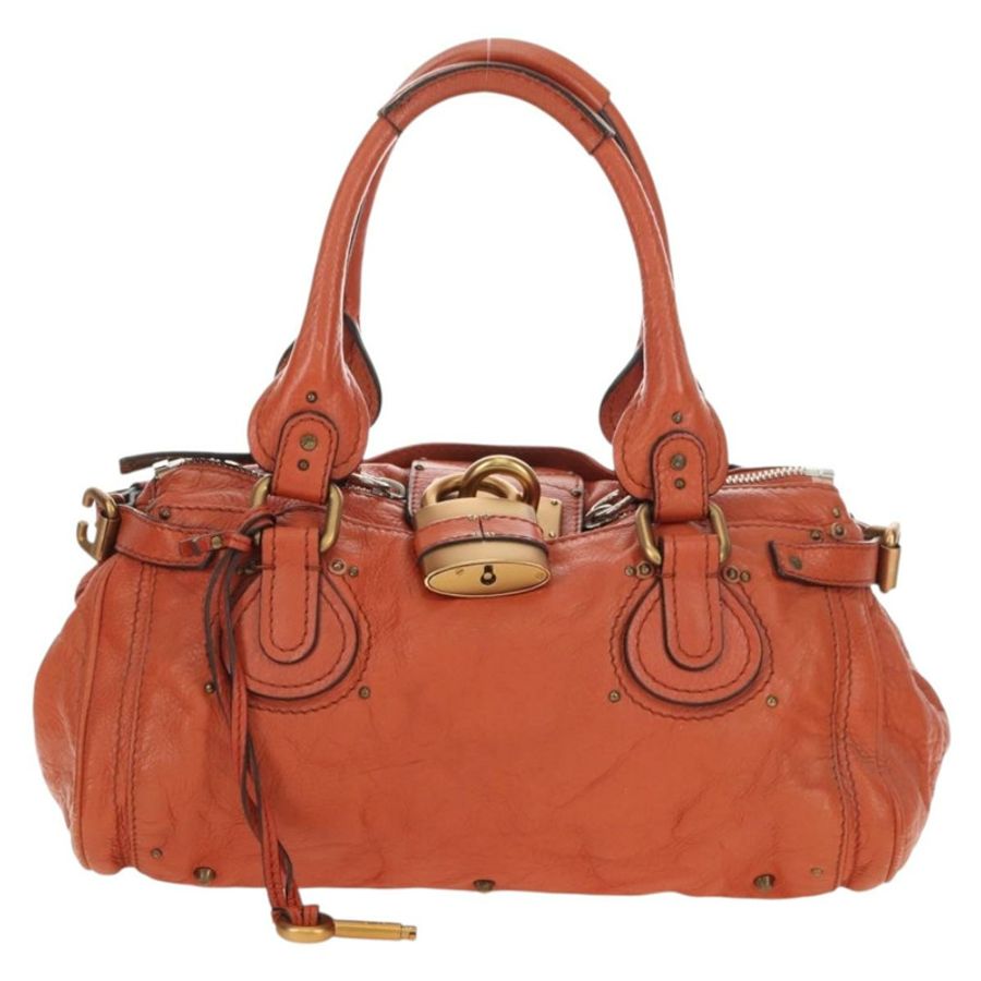 【日本直送】Chloe Paddington 手提包 皮革 橙色 金 銀色 正品 am11662V-12