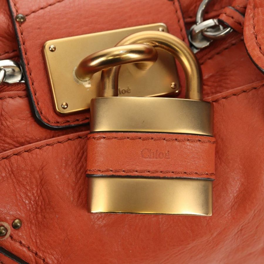 【日本直送】Chloe Paddington 手提包 皮革 橙色 金 銀色 正品 am11662V-17