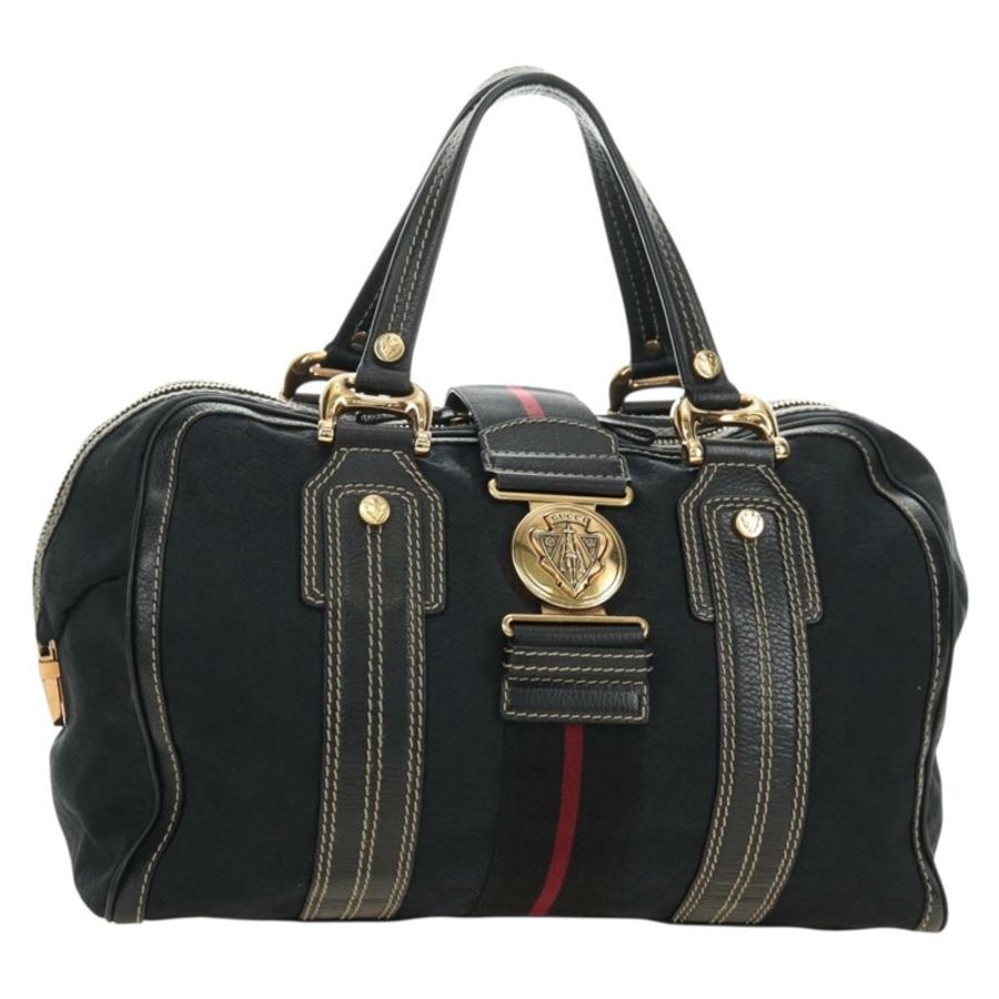 【日本直送】GUCCI GG帆布雪莉酒系列Histeria手提包 黑色金色 186232 正品 181412V-0