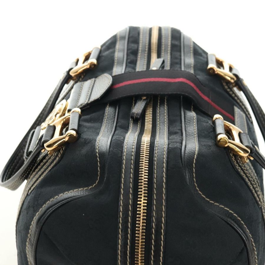 【日本直送】GUCCI GG帆布雪莉酒系列Histeria手提包 黑色金色 186232 正品 181412V-5