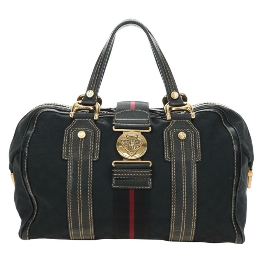 【日本直送】GUCCI GG帆布雪莉酒系列Histeria手提包 黑色金色 186232 正品 181412V-12