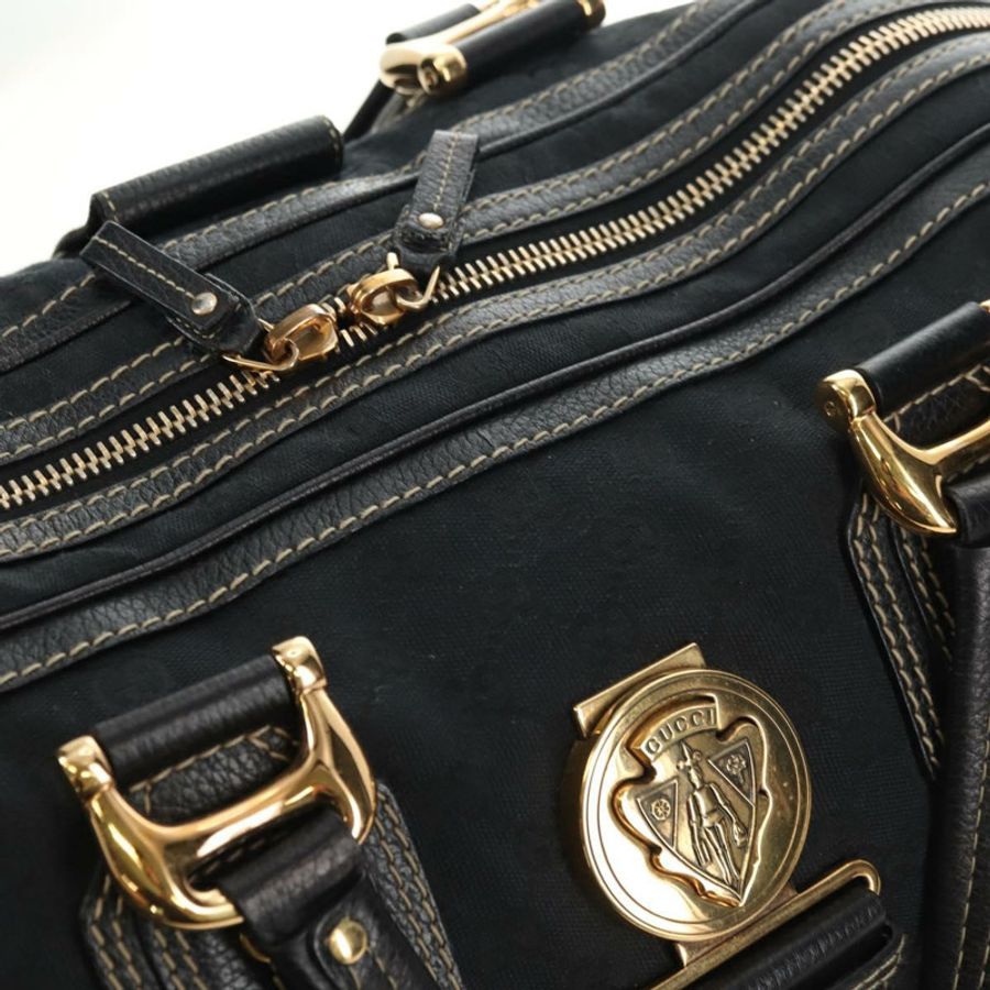 【日本直送】GUCCI GG帆布雪莉酒系列Histeria手提包 黑色金色 186232 正品 181412V-20