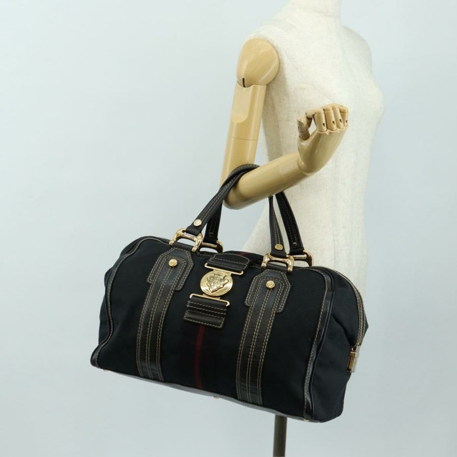 【日本直送】GUCCI GG帆布雪莉酒系列Histeria手提包 黑色金色 186232 正品 181412V-27