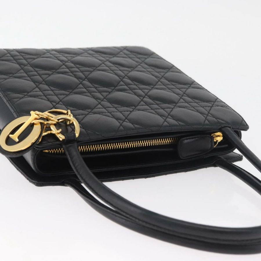 【日本直送】Christian Dior Lady Dior 手提包,羊皮材質,黑色,金色,正品,貨號 181559SAM-5