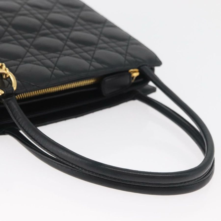 【日本直送】Christian Dior Lady Dior 手提包,羊皮材質,黑色,金色,正品,貨號 181559SAM-6