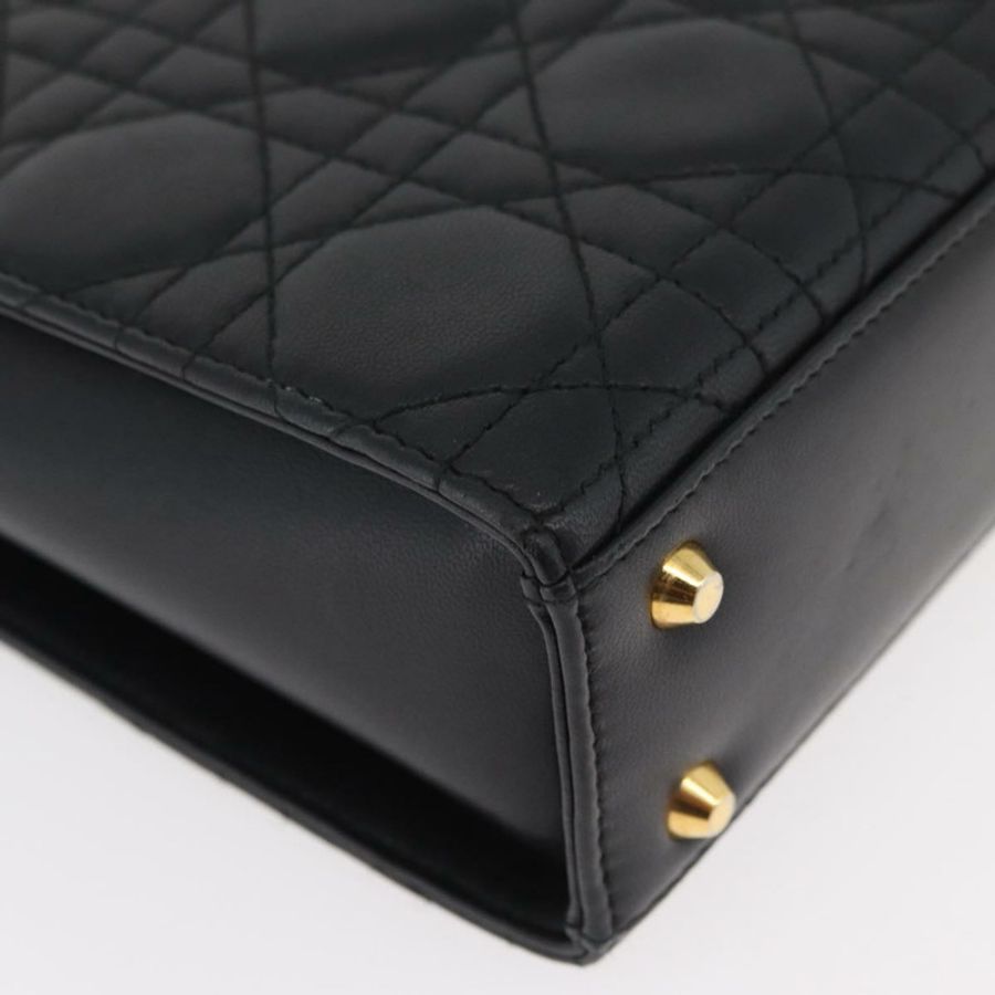 【日本直送】Christian Dior Lady Dior 手提包,羊皮材質,黑色,金色,正品,貨號 181559SAM-7