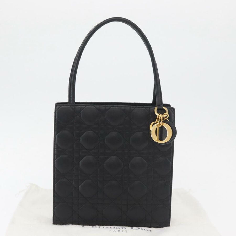 【日本直送】Christian Dior Lady Dior 手提包,羊皮材質,黑色,金色,正品,貨號 181559SAM-11
