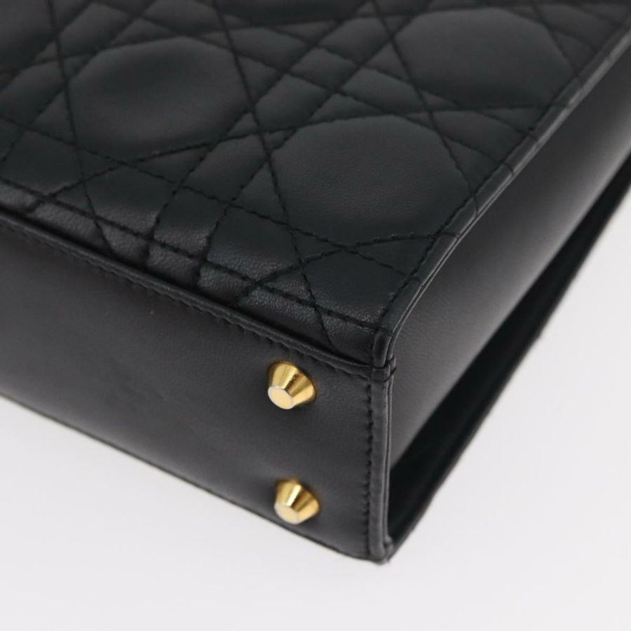 【日本直送】Christian Dior Lady Dior 手提包,羊皮材質,黑色,金色,正品,貨號 181559SAM-16