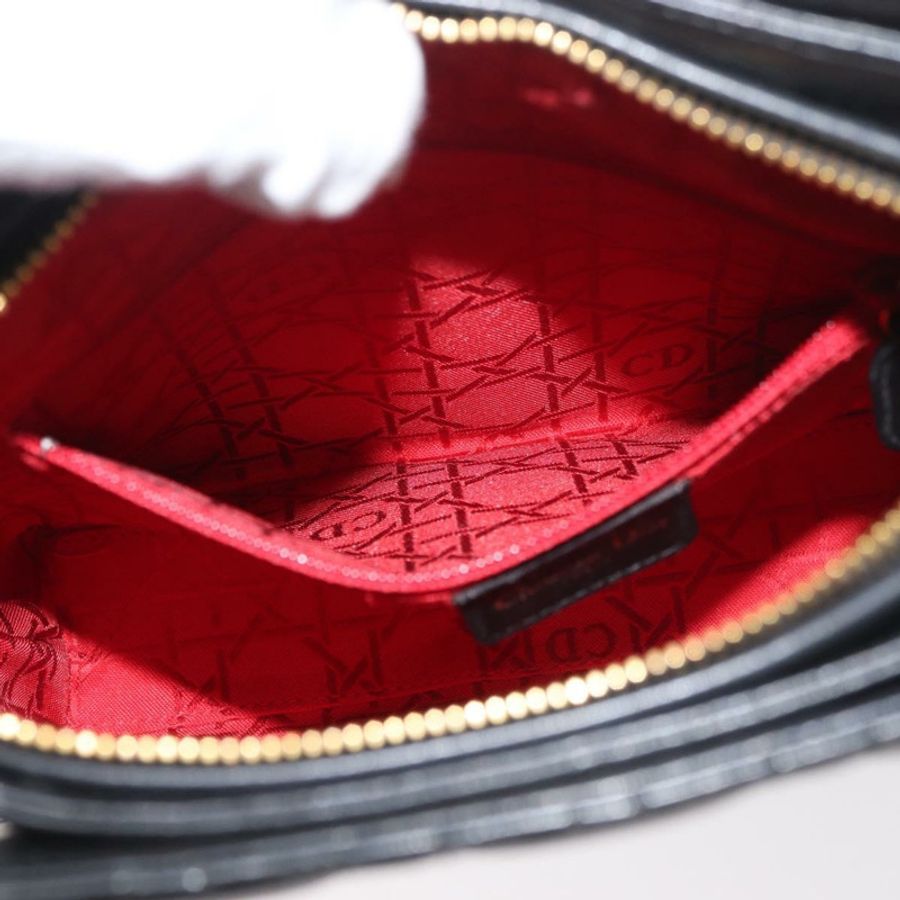 【日本直送】Christian Dior Lady Dior 手提包,羊皮材質,黑色,金色,正品,貨號 181559SAM-22
