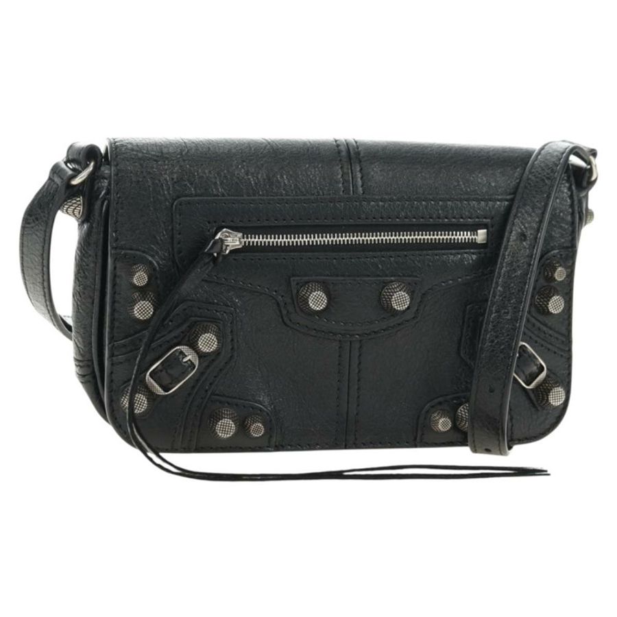 【日本直送】BALENCIAGA Le Cagole 單肩包,黑色/銀色皮革,貨號 781911,正品編號 181560SAM-0