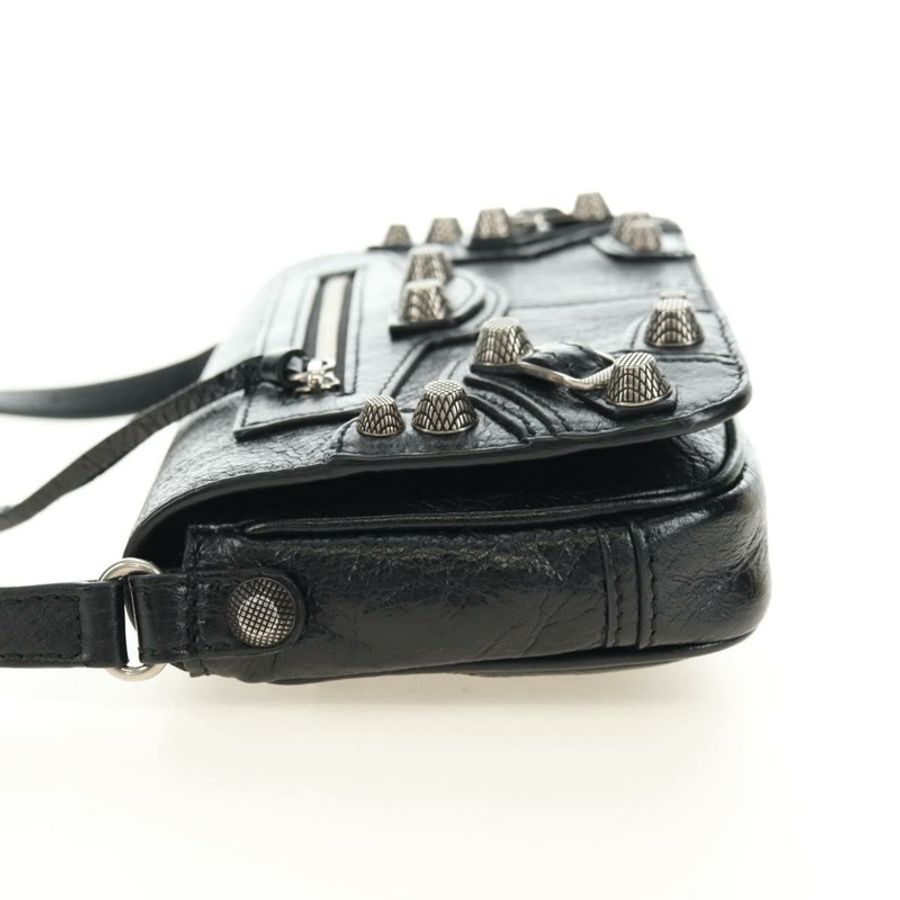 【日本直送】BALENCIAGA Le Cagole 單肩包,黑色/銀色皮革,貨號 781911,正品編號 181560SAM-2