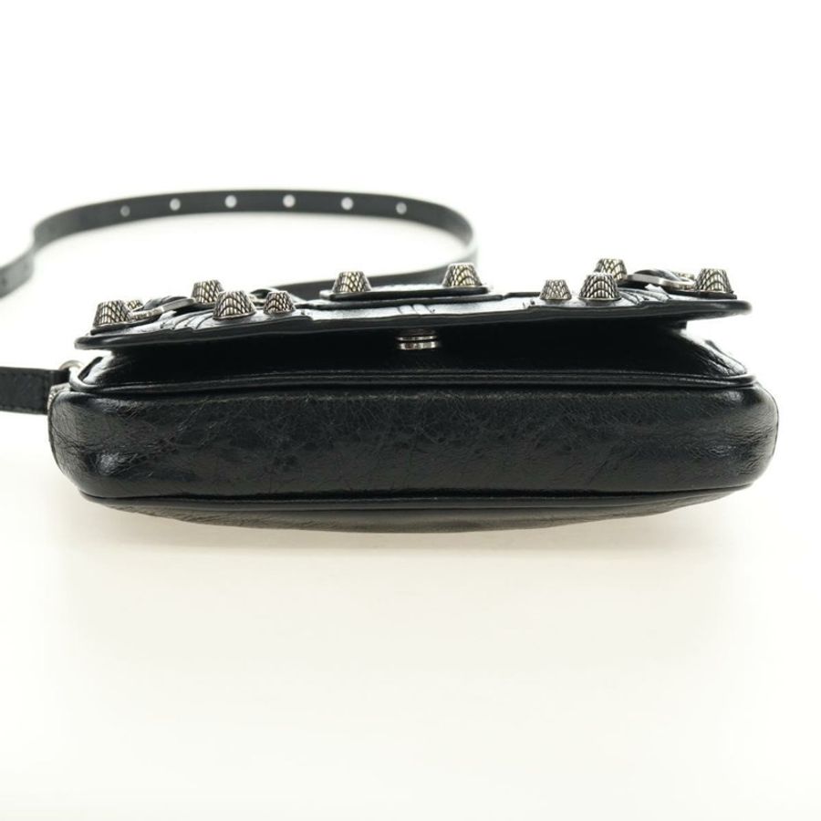 【日本直送】BALENCIAGA Le Cagole 單肩包,黑色/銀色皮革,貨號 781911,正品編號 181560SAM-4