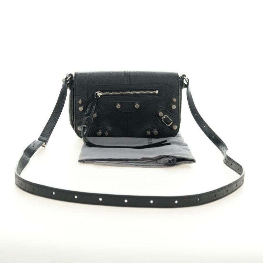 【日本直送】BALENCIAGA Le Cagole 單肩包,黑色/銀色皮革,貨號 781911,正品編號 181560SAM-11