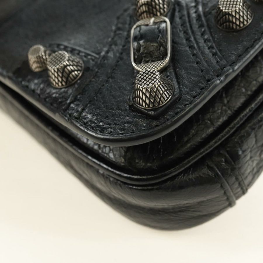 【日本直送】BALENCIAGA Le Cagole 單肩包,黑色/銀色皮革,貨號 781911,正品編號 181560SAM-15